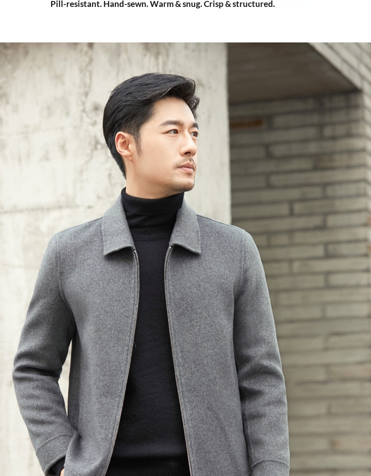 boy Boy Boy 2021 New Winter Coat Men's Turn-Down Collar Short Middle-Aged Double-Sided Wool Jacket_voghion.com