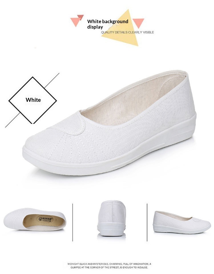 ShoeGlobe Damen-Slipper „Nurse“ aus altem Pekinger Stoff mit weicher Sohle, atmungsaktiv und ermüdungsfrei, weiß/schwarz._voghion.com