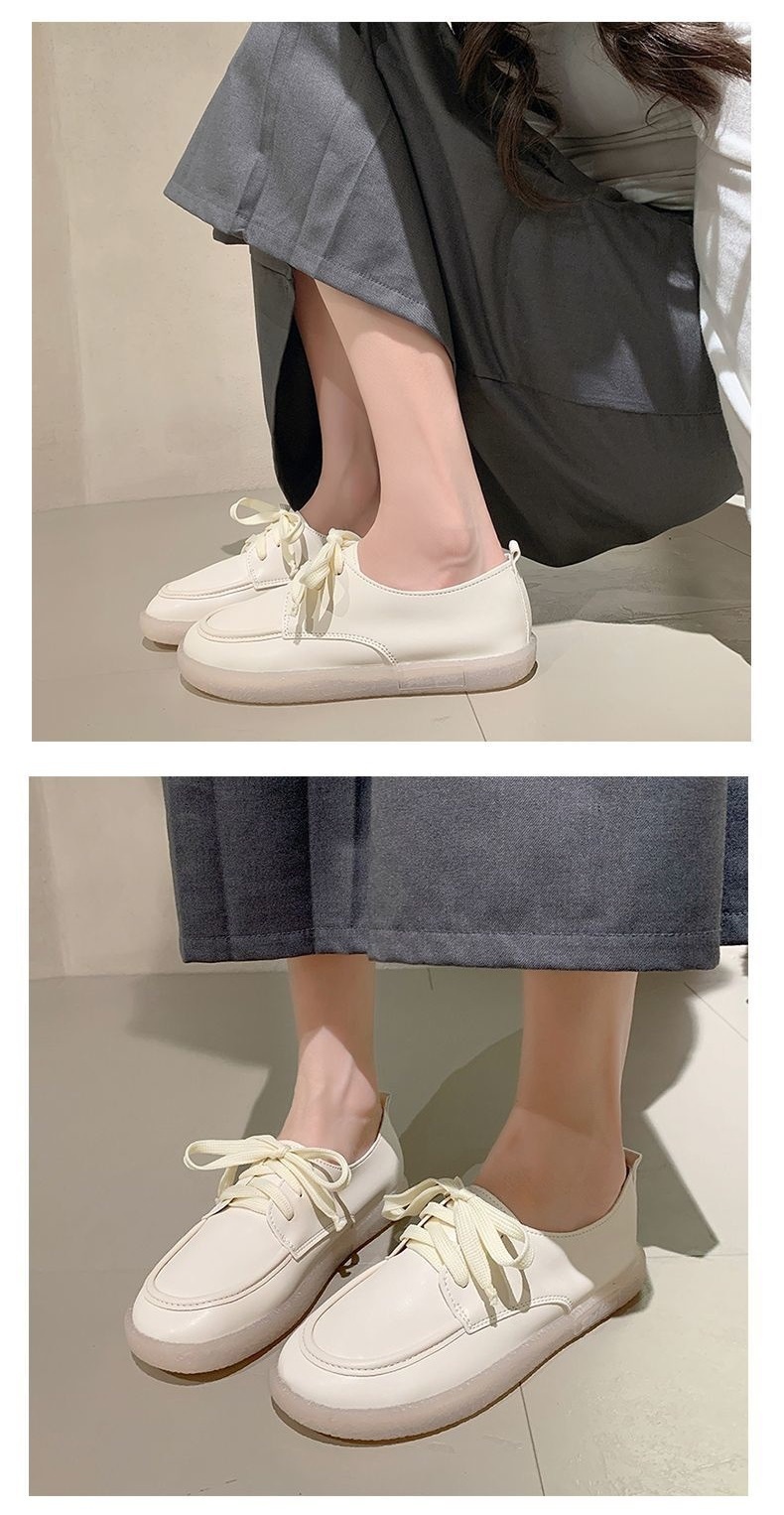 ShoeGlobe Damen-Lederschuhe mit weicher Sohle, klein, Frühjahr/Herbst 2025, flach, rutschfest, weiß, bequem, für Arbeit, Pflege, Einzelschuhe_voghion.com