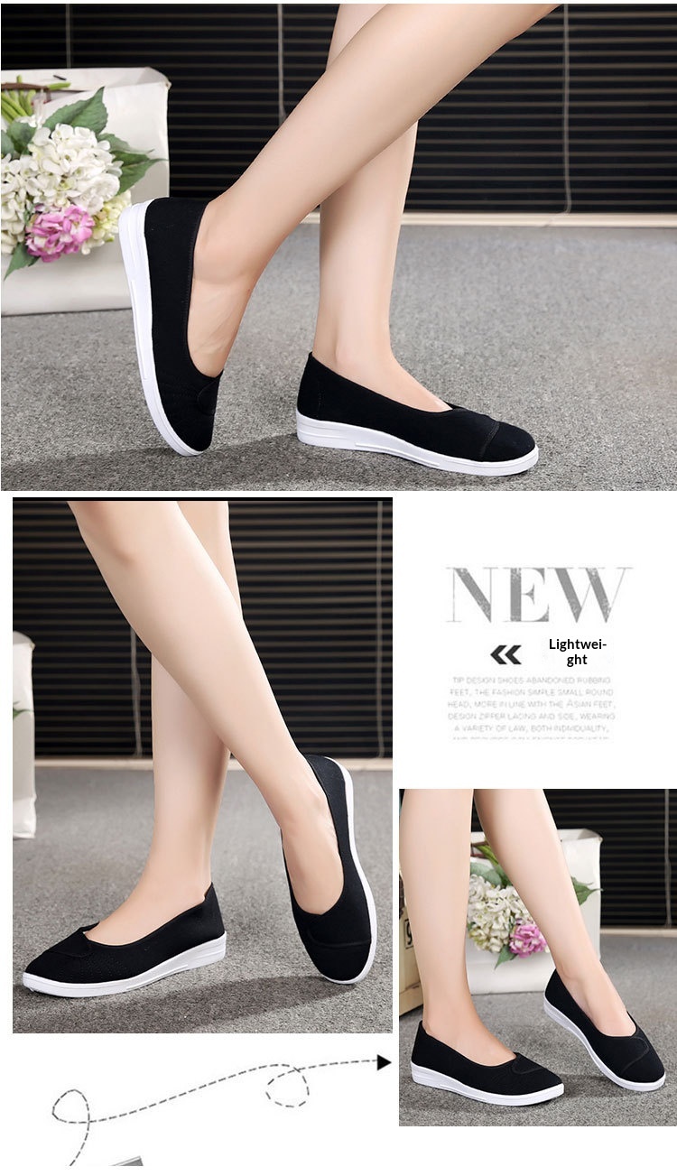 ShoeGlobe Damen-Slipper „Nurse“ aus altem Pekinger Stoff mit weicher Sohle, atmungsaktiv und ermüdungsfrei, weiß/schwarz._voghion.com