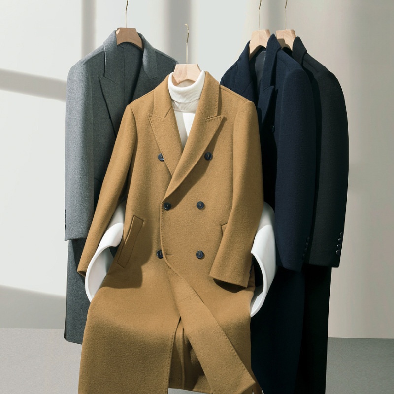 boy Boy Boy Cross-Border Full Men 2023 Autumn Winter Business Men's Mid-Length Over-the-Knee Double-Sided Wool Coat Outerwear_voghion.com