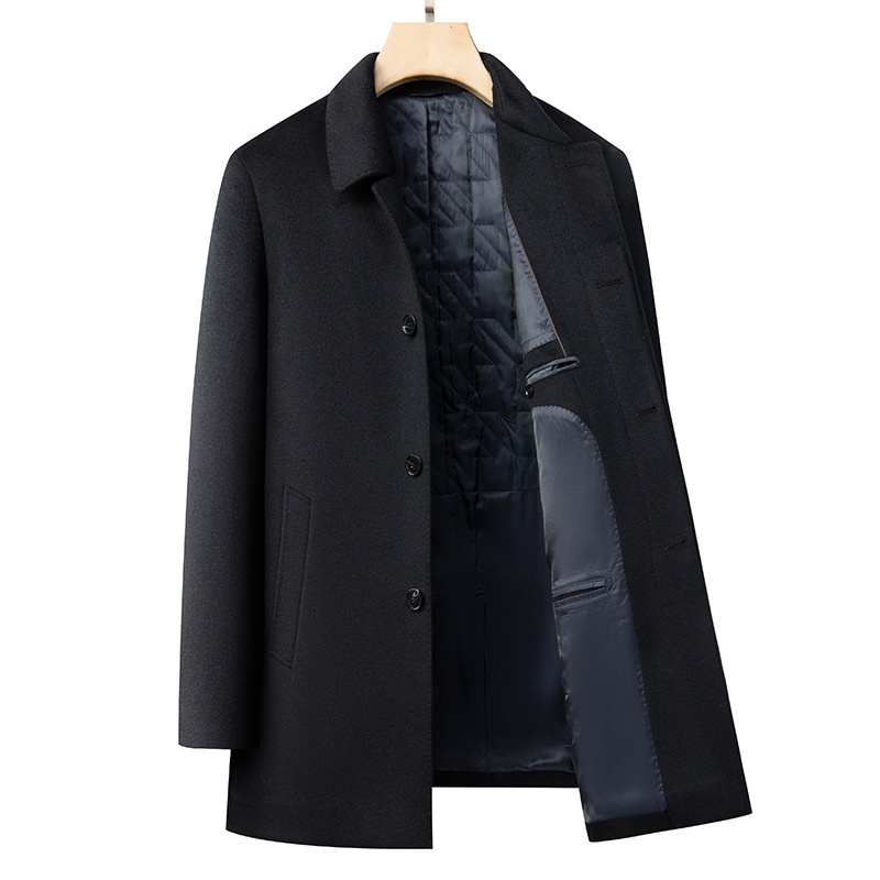 boy Boy Boy Wool And Goose Down Coat With Cashmere Men, Turn-Down Collar, Winter New Mid-Length Business Thickened Woolen Jacket For_voghion.com