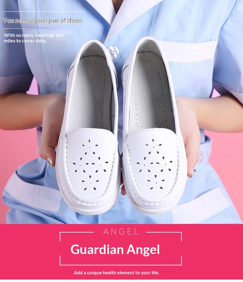 ShoeGlobe Nurse Autumn Atmungsaktive, weiche Sohle, weiß, rutschfest, gepolstert, höhenverstärkende Einzelschuhe, Spezialschuhe für medizinische Zwecke_voghion.com