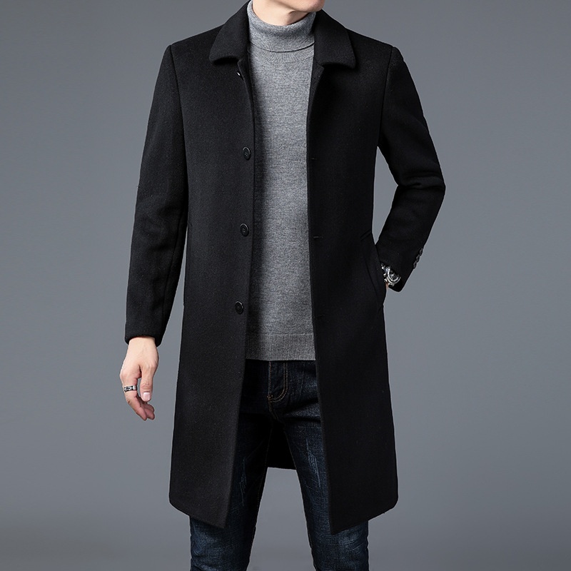 boy Boy Boy Autumn Winter Wool Men's Mid-Length Business Casual Trench Coat Middle-aged Woolen Jacket British Style Gentleman_voghion.com