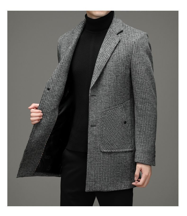 boy Boy Boy Autumn Winter Thickened Wool For Men, Dad's Warm Suit Collar Jacket, Fashionable Trendy Mid-Length Trench Coat_voghion.com