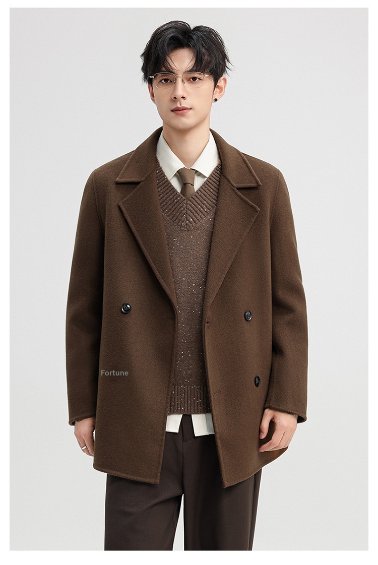 boy Boy Boy 2025 Autumn Winter Double-Sided Wool Men's Jacket New High-End Casual Short Coat Double-Breasted Down Liner_voghion.com