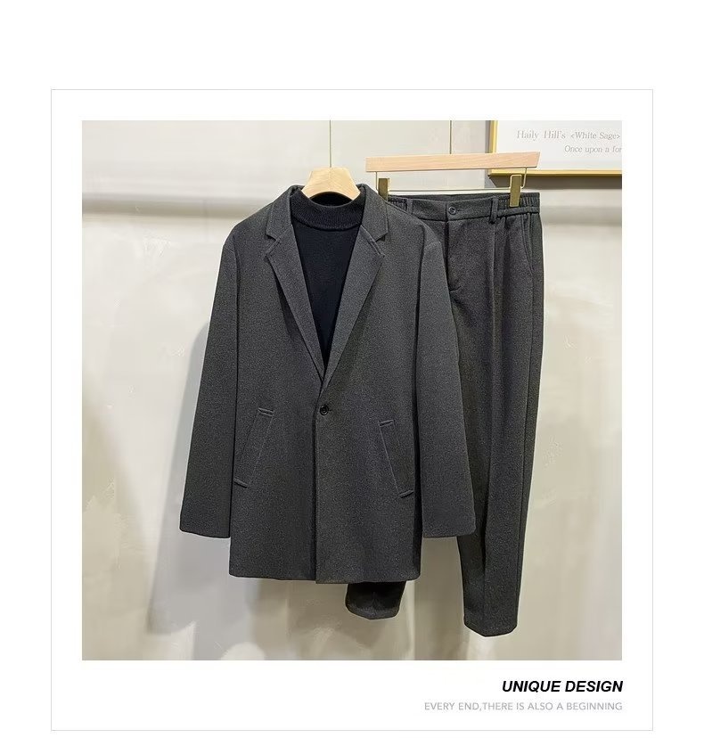 Herren-Herbst-Winter-Dicker Wollmantel, lässiger High-End-Anzug, Blazer, koreanischer Stil_voghion.com