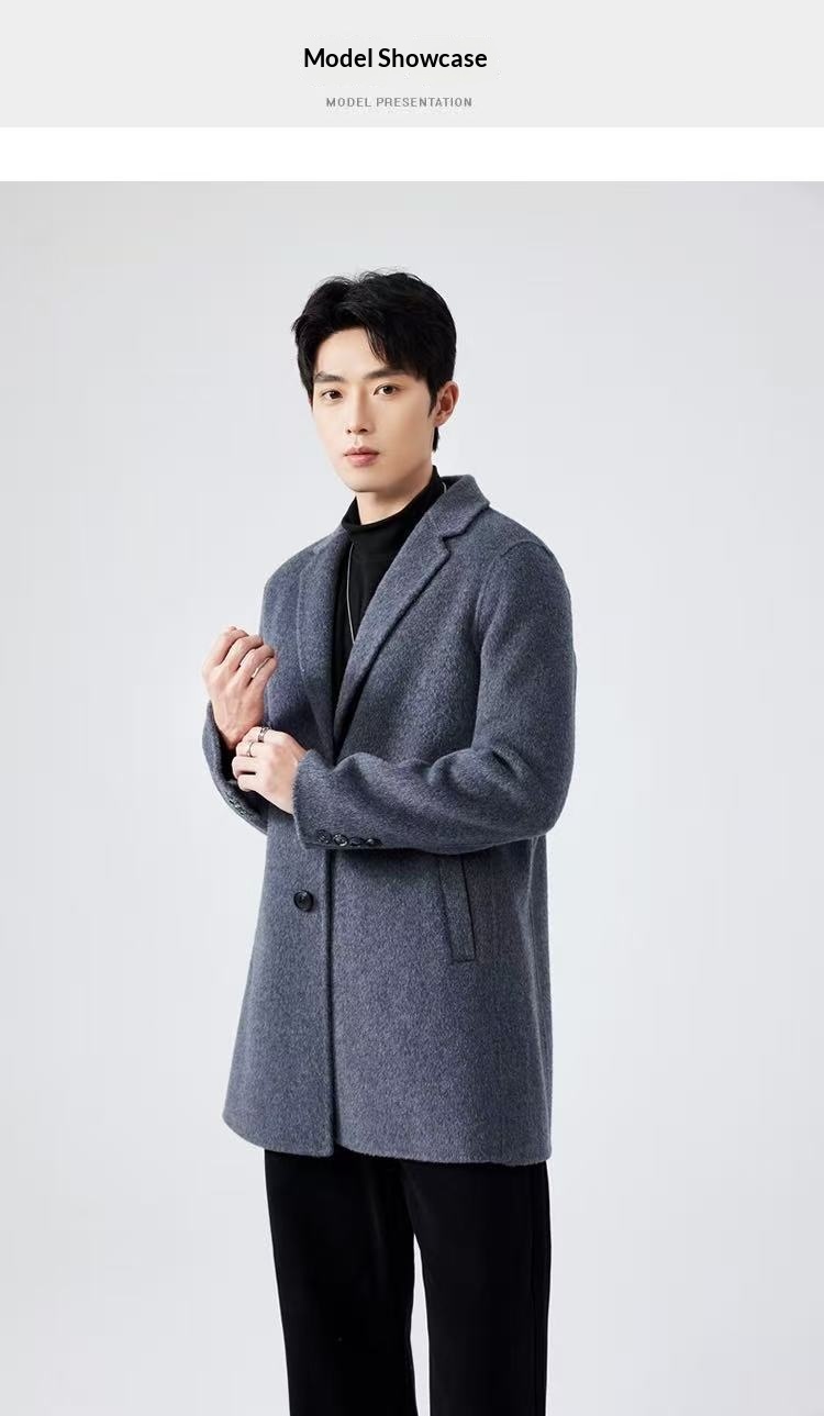 boy Boy Boy 100% Pure Double-Sided Wool Coat Men's Autumn Winter New Business Casual Mid-Length Jacket_voghion.com