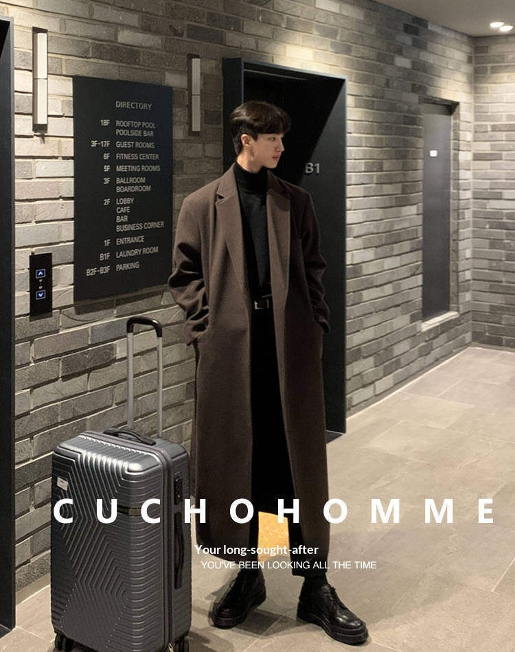 boy Boy Boy Wool Coat For Men, Over-the-Knee, Mid-Leth, Korean Trendy British Style, Winter Thickened Woolen Trench Coat, Extra_voghion.com