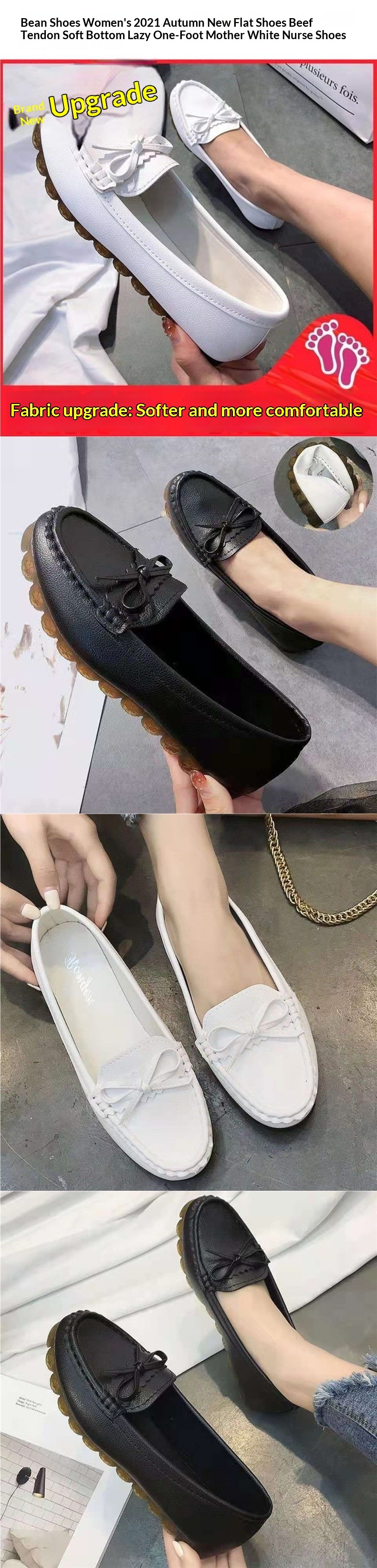 ShoeGlobe 2023 Neue Damen-Loafer, vielseitig, mit weicher Sohle, Umstandsschuhe, flach, koreanischer Stil, lässig, Herbst, einzeln, weiß, Krankenschwesterschuhe_voghion.com