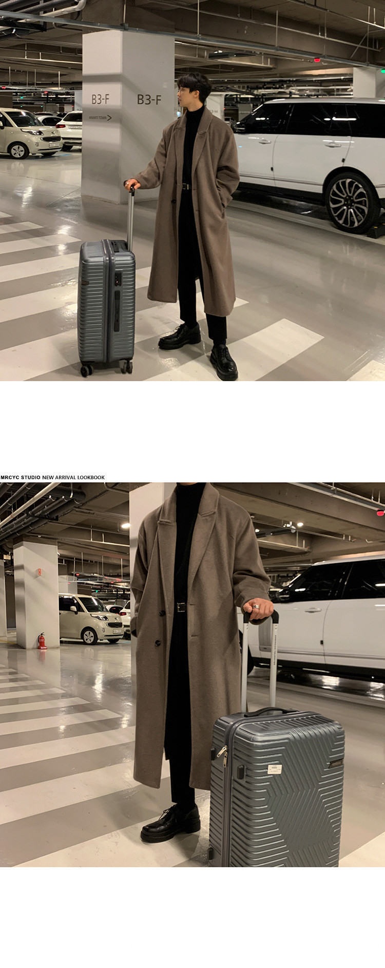 boy Boy Boy Winter Wool Korean Version Fashion Turn-Down Collar Thickened Woolen Jacket Men's Mid-Length Trench Coat_voghion.com