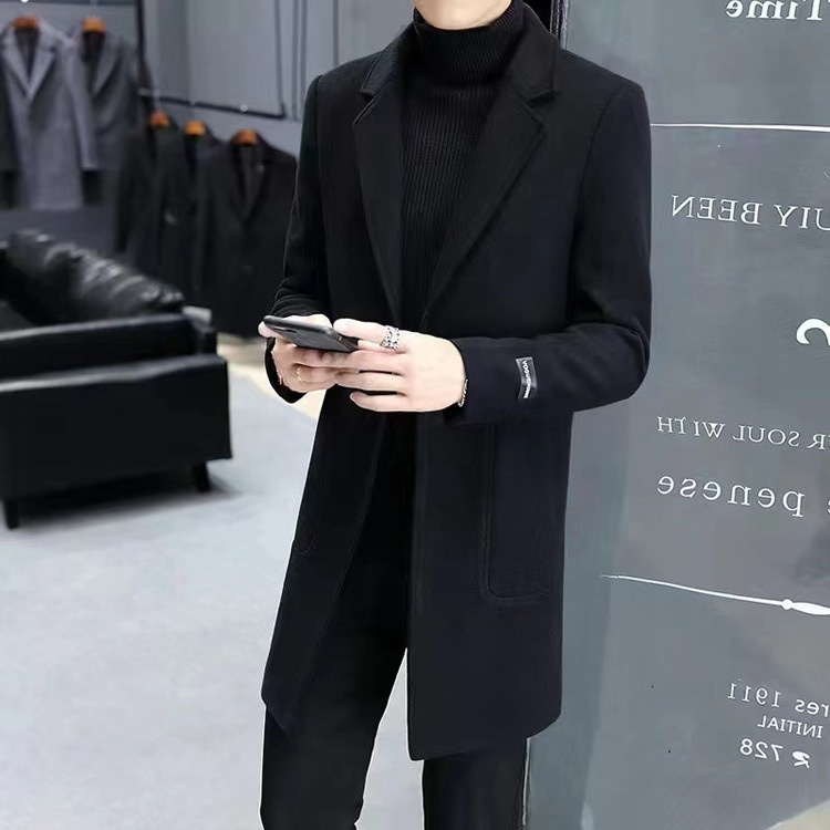 boy Boy Boy Clearance Trench Autumn Winter Overcoat Mid-Length Youth Men's Woolen Coat_voghion.com