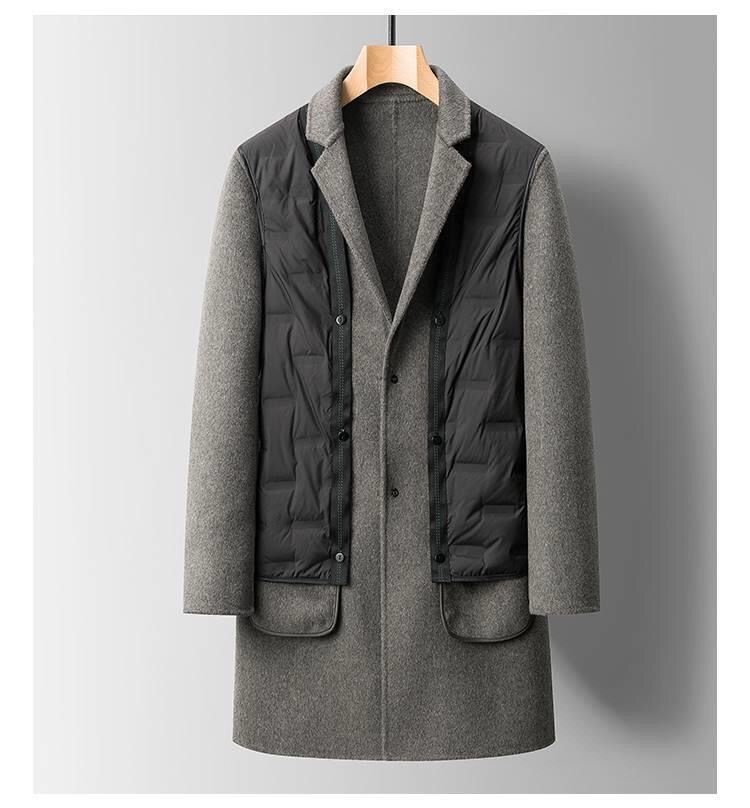 boy Boy Boy Double-Sided Wool Men's Mid-Length Autumn Winter Casual Thickened Suit Woolen Jacket New Style Trench Coat_voghion.com