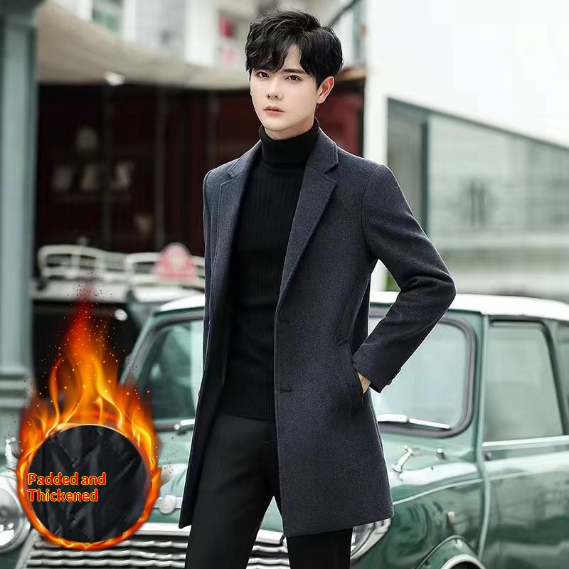 boy Boy Boy Clearance Trench Autumn Winter Overcoat Mid-Length Youth Men's Woolen Coat_voghion.com
