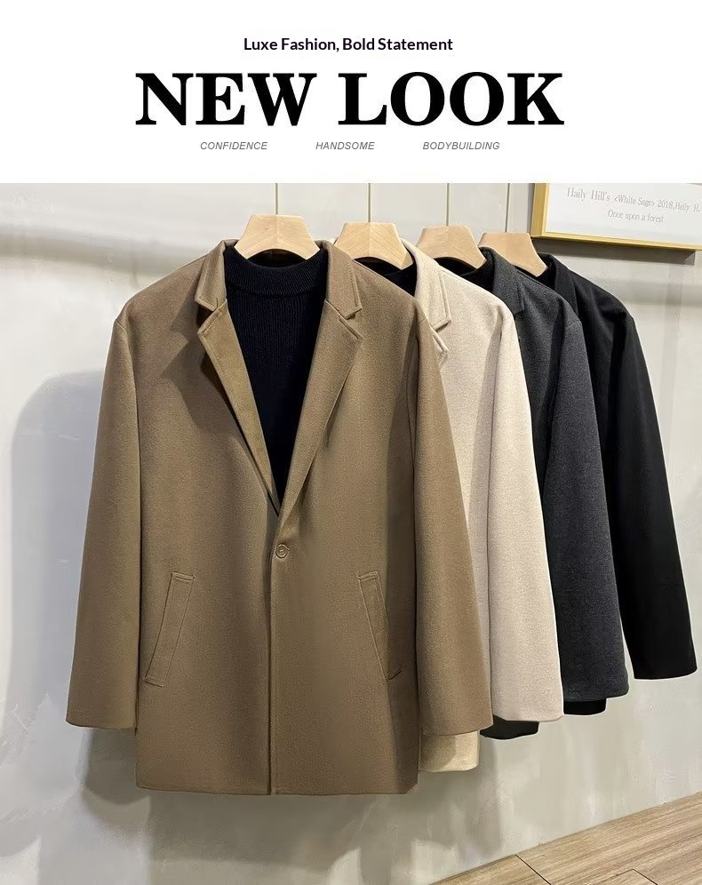 Herren-Herbst-Winter-Dicker Wollmantel, lässiger High-End-Anzug, Blazer, koreanischer Stil_voghion.com