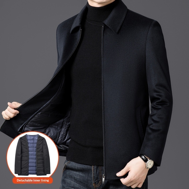 boy Boy Boy Authentic Pure Wool Coat Men, Autumn And Winter Warm Goose Down For Middle-aged Dads, Non-iron Men's Woolen Jacket_voghion.com
