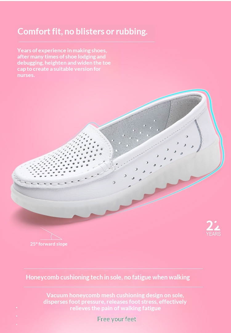 ShoeGlobe Frühjahr/Sommer Neue Pflegeschuhe für Damen: Weich, atmungsaktiv, bequem, rutschfest, dicke Sohle, vielseitig einsetzbar, weiß._voghion.com
