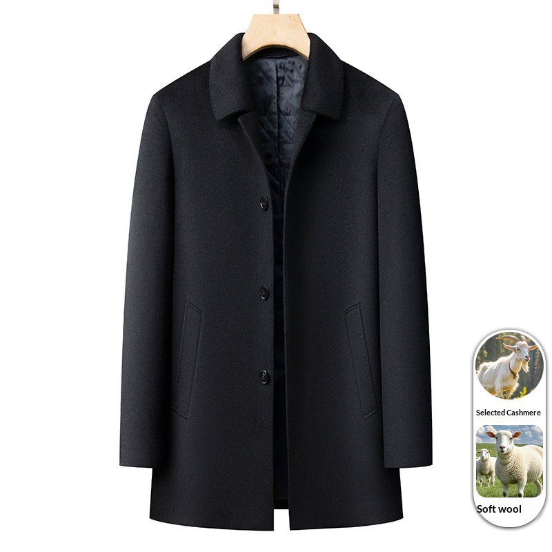 boy Boy Boy Wool And Goose Down Coat With Cashmere Men, Turn-Down Collar, Winter New Mid-Length Business Thickened Woolen Jacket For_voghion.com