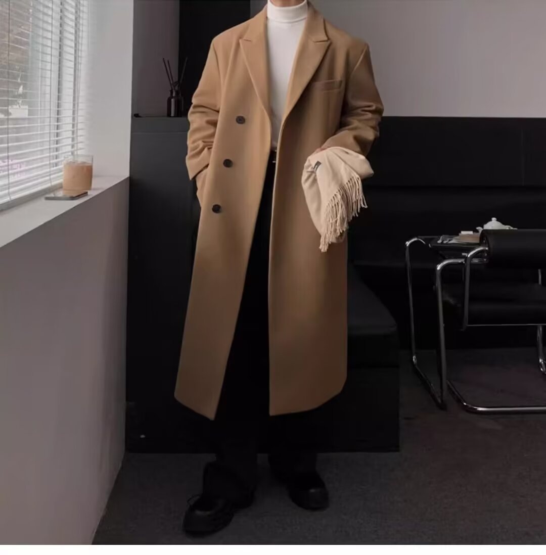 boy Boy Boy Autumn Winter Trench Men's Wool Overcoat Knee-Length Padded Jacket Coat 2024_voghion.com