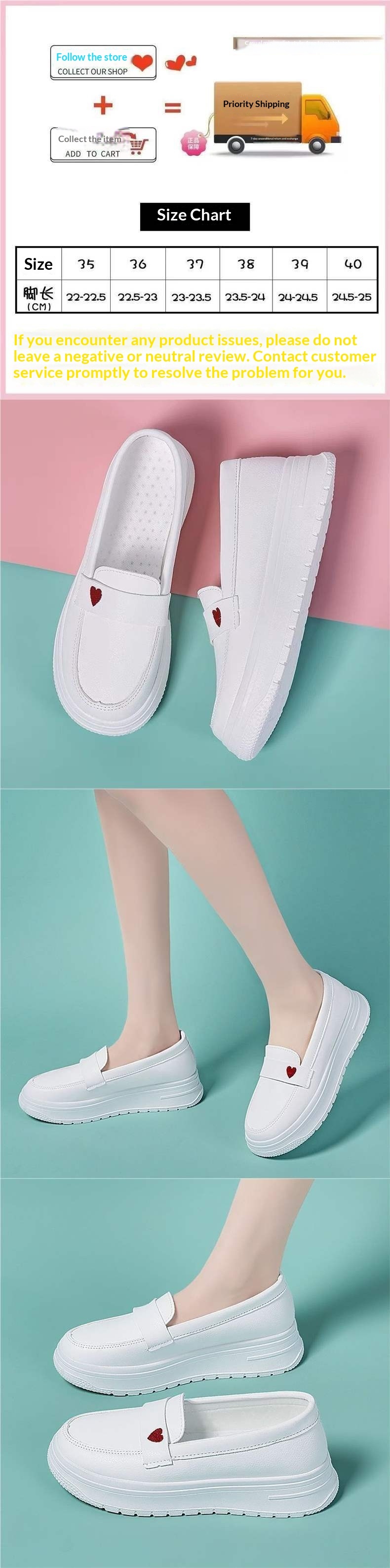 ShoeGlobe ShoeGlobe Yuechen Nurse Women, Soft Breathable, Thick Sole, Non-Slip, Hospital Work White Shoes, Slip-On, Height-Increasing_voghion.com