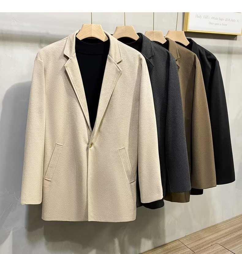 Herren-Herbst-Winter-Dicker Wollmantel, lässiger High-End-Anzug, Blazer, koreanischer Stil_voghion.com