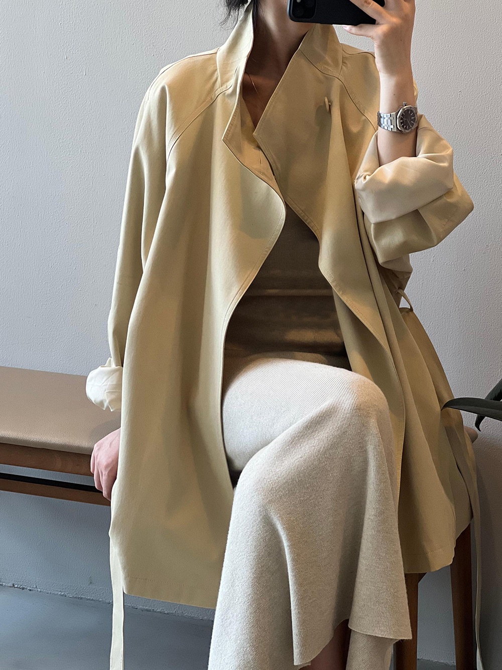 Women's Clothing Women's Clothing Women's Clothing Women's Clothing Yanshuang French Retro Style Mid-Length Trench Coat_voghion.com