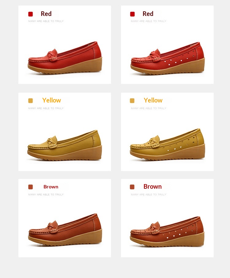 ShoeGlobe Cross-Border Spring Autumn New Cowhide Middle-Aged And Elderly Mom Women's Single Loafers Soft Sole Wedge Nurse Shoes_voghion.com