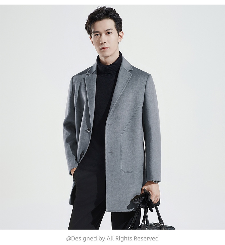 Manteau en laine double face 100 % pure pour homme, style business décontracté, manches longues, coupe mi-longue._voghion.com