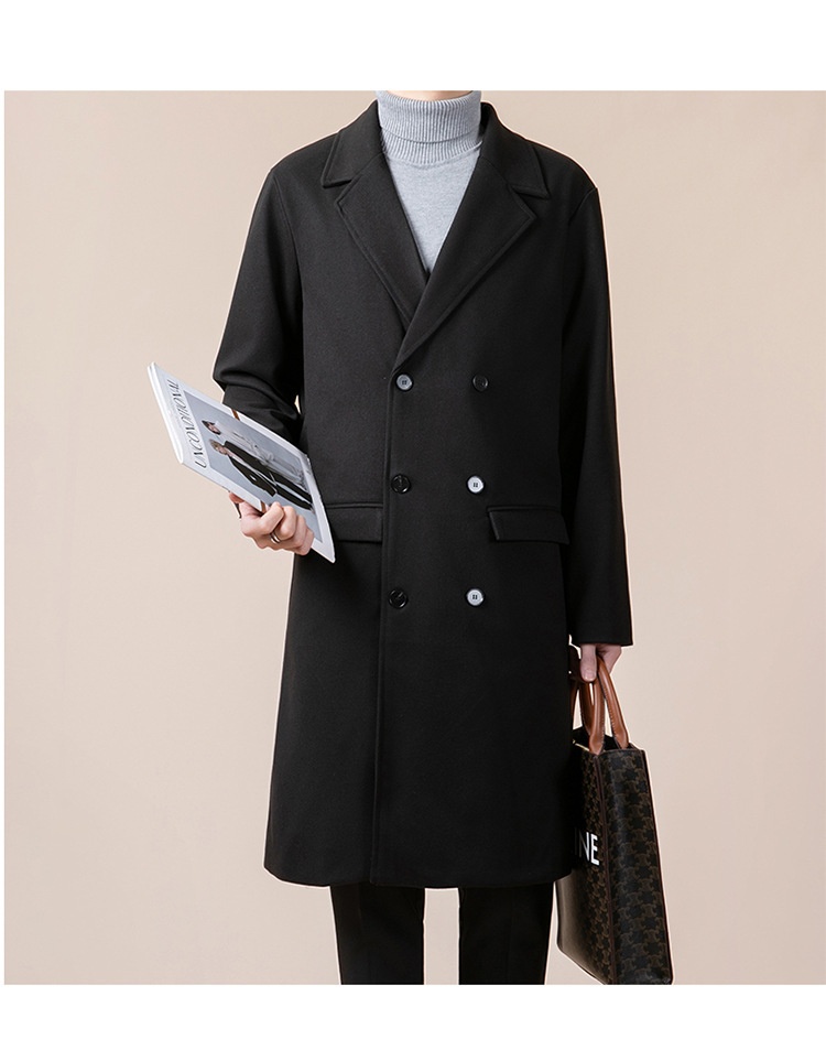 boy Boy Boy Thickened Overcoat Men's Winter Style Mid-Length Korean Version Double-Breasted Woolen Trench Coat_voghion.com