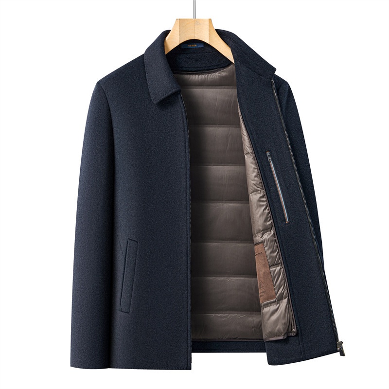 boy Boy Boy Double-Sided Wool For Men, Autumn And Winter Woolen Coat With Detachable Down Liner, Dad's Outfit, Middle-Aged Casual_voghion.com