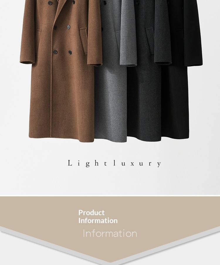 boy Boy Boy Autumn Winter Double-Sided Sheep Wool Men Long Over-the-Knee Double-Breasted Loose Korean Style Woolen Trench Coat_voghion.com