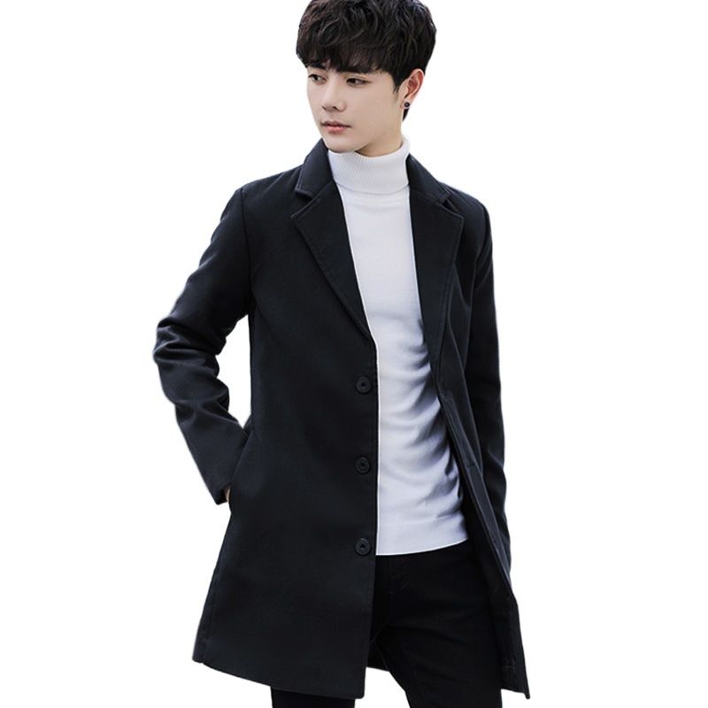 boy Boy Boy Clearance Trench Autumn Winter Overcoat Mid-Length Youth Men's Woolen Coat_voghion.com