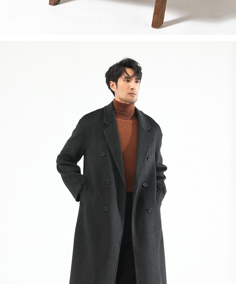 boy Boy Boy Autumn Winter Double-Sided Sheep Wool Men Long Over-the-Knee Double-Breasted Loose Korean Style Woolen Trench Coat_voghion.com