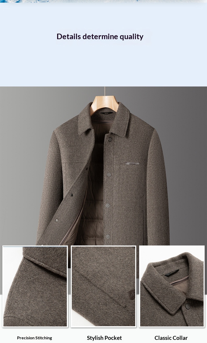 Manteau Boy Boy 100% laine double face Automne-Hiver 2025, nouveau manteau épais en duvet pour homme, vêtement de travail décontracté_voghion.com
