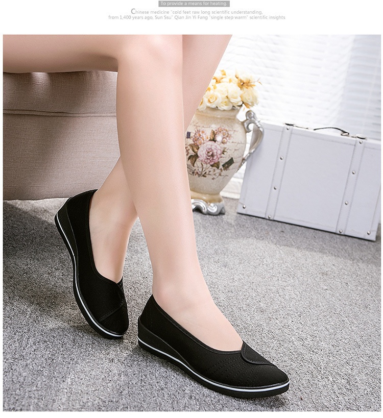 ShoeGlobe Low-Cut White Nurse Flat Wedge Soft Sole Canvas For Women Hotel Hospital Beauty Salon Work Shoes Wholesale_voghion.com