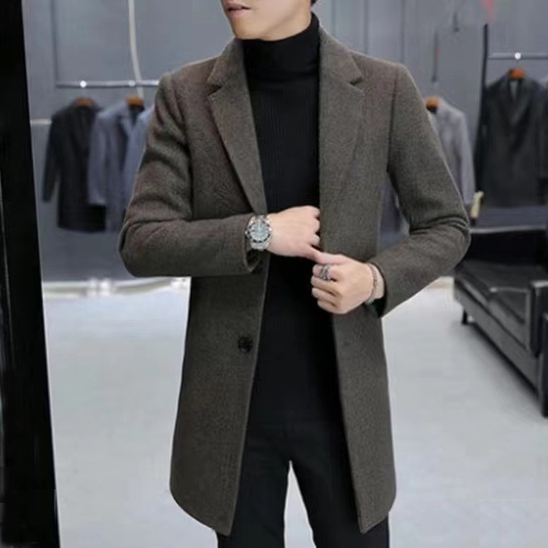boy Boy Boy Clearance Trench Autumn Winter Overcoat Mid-Length Youth Men's Woolen Coat_voghion.com
