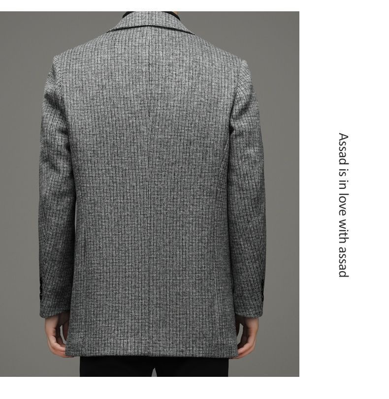 boy Boy Boy Autumn Winter Thickened Wool For Men, Dad's Warm Suit Collar Jacket, Fashionable Trendy Mid-Length Trench Coat_voghion.com