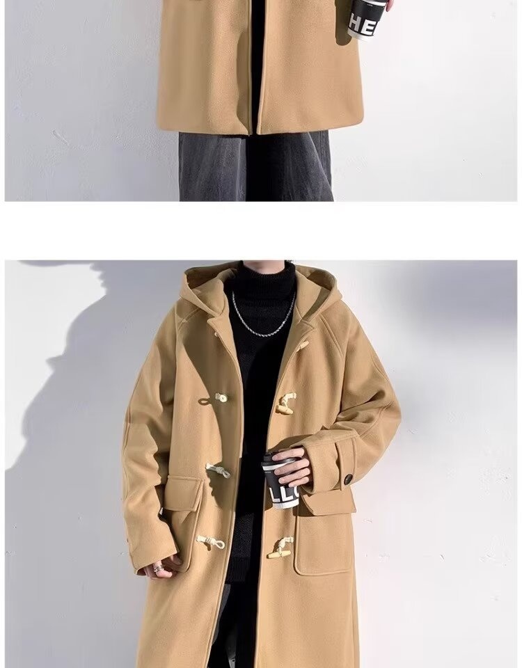 boy Boy Boy 2025 Winter Men's Horn Button Thickened Lamb Wool Mid-Length Hooded Trench Plus Size Casual Woolen Coat Jacket_voghion.com