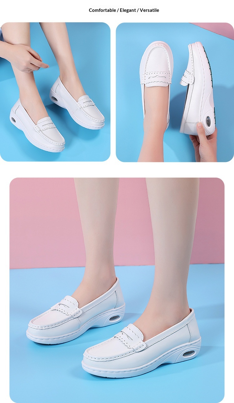 ShoeGlobe Damen-Sneaker „Nurse“ aus echtem Leder, gepolstert, weich, atmungsaktiv, rutschfest, mit Fleece-Futter und dicker Sohle – ideal für Herbst und Winter. Warm und bequem._voghion.com