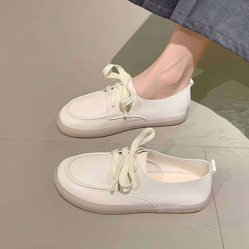 ShoeGlobe Damen-Sandalen mit weicher Sohle aus Leder, Modell Frühjahr/Herbst 2025, flach, rutschfest, weiß, bequem, ideal für Arbeit und Pflege._voghion.com