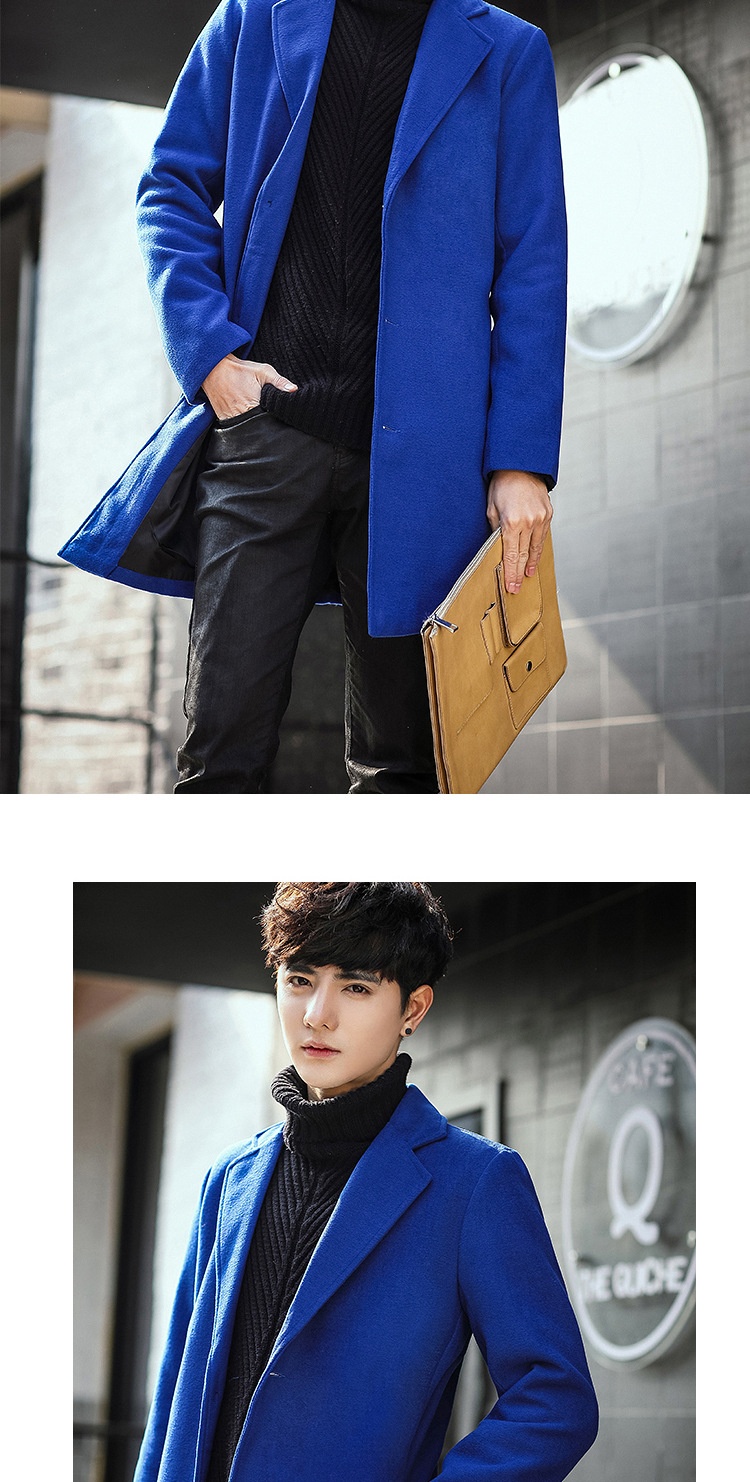 boy Boy Boy Autumn Winter New Wool Korean Style Slim Fit Mid-Length Trench Woolen Material Jacket Men's Coat_voghion.com