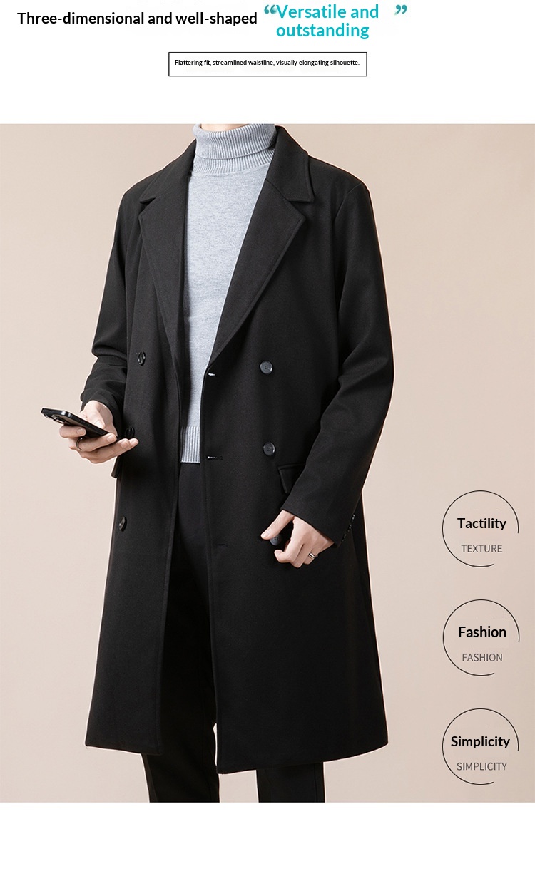 boy Boy Boy Thickened Overcoat Men's Winter Style Mid-Length Korean Version Double-Breasted Woolen Trench Coat_voghion.com