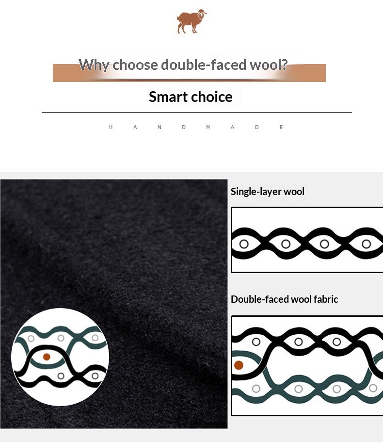 Manteau en laine double face 100 % pure pour homme, style business décontracté, manches longues, coupe mi-longue._voghion.com