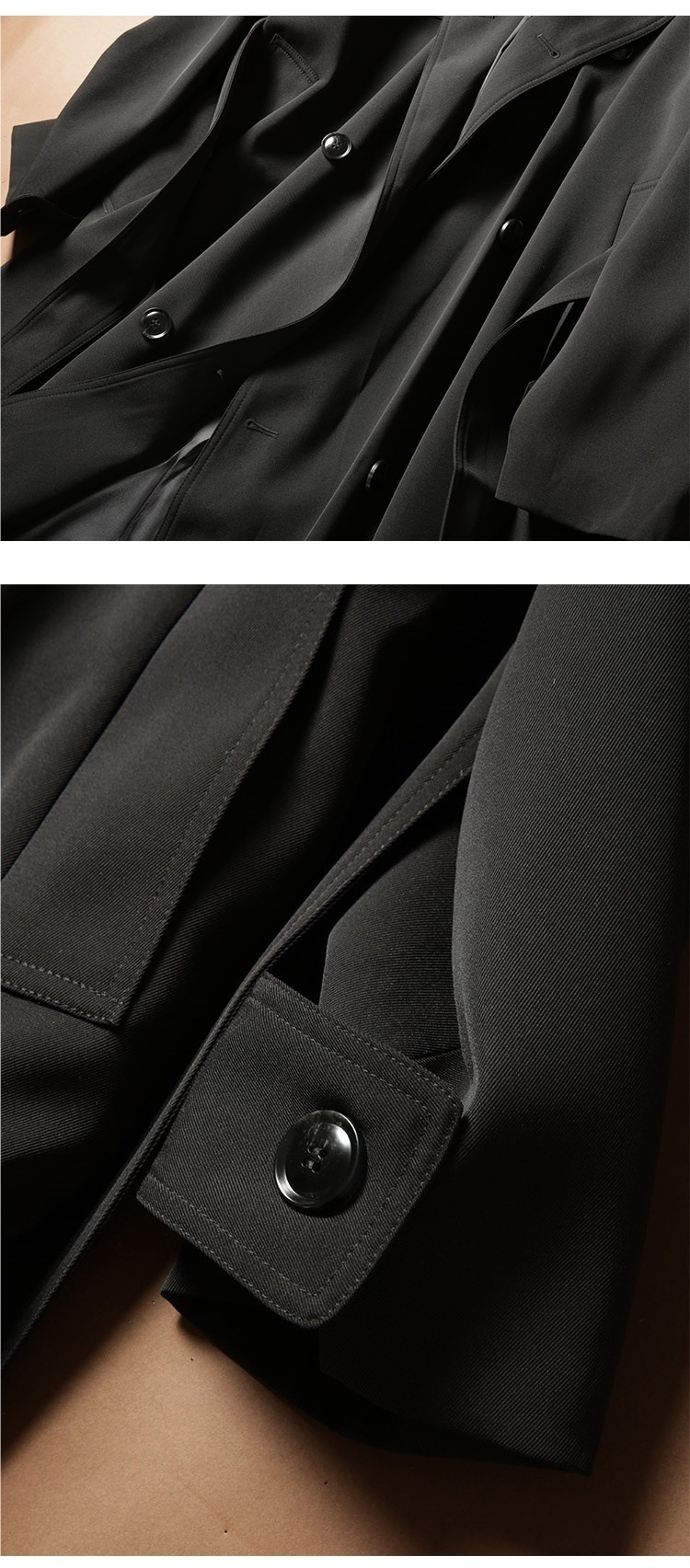 Women's British Style Lapel Mid-Length Trench Coat For Men, Spring And Autumn, Draped Double-Breasted Loose Oversized Long Coat_voghion.com