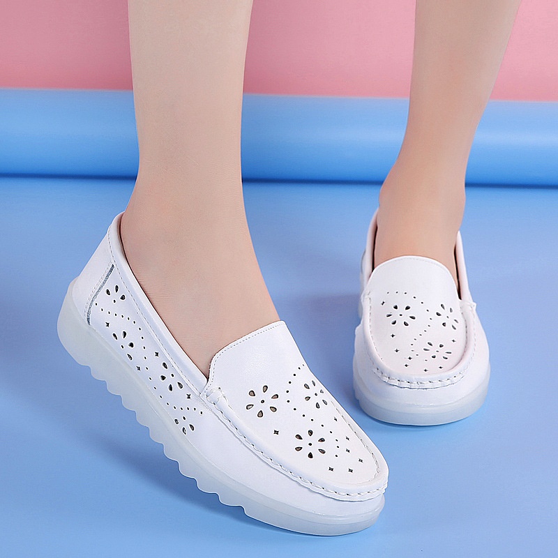 ShoeGlobe Damen-Krankenschwesterschuhe im neuen Stil, weiche Sohle, atmungsaktiv, bequem, rutschfest, medizinische Schuhe, flach, hohl, weiße Sommerschuhe für_voghion.com