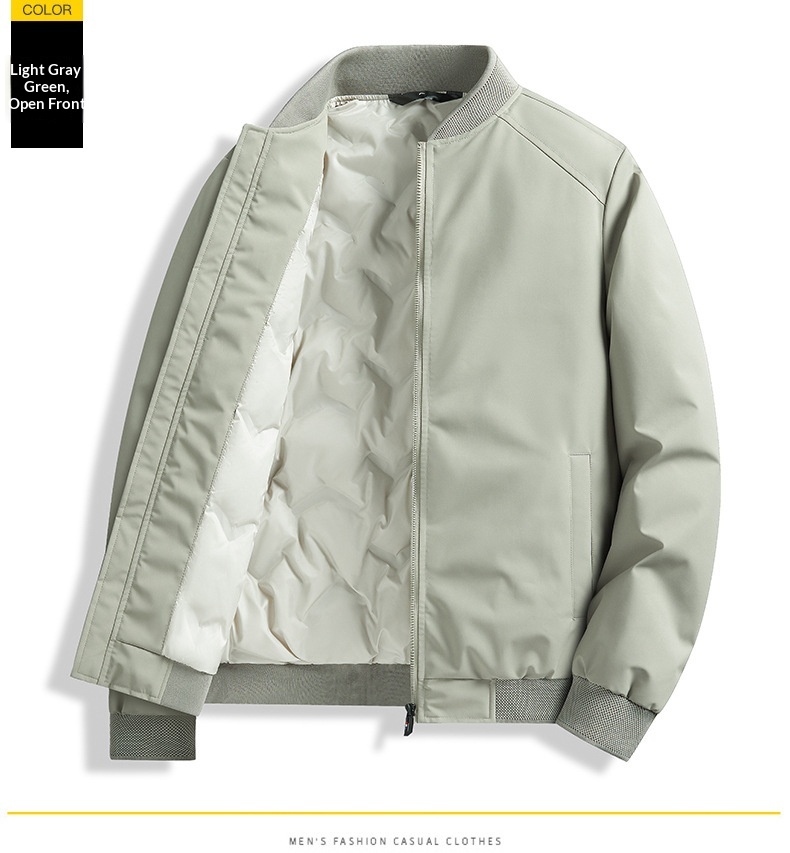 boy Cross-Border Baseball Collar Jacket Men's Winter Warmth Cold Protection 50% White Duck Down High-End Casual Coat Men_voghion.com