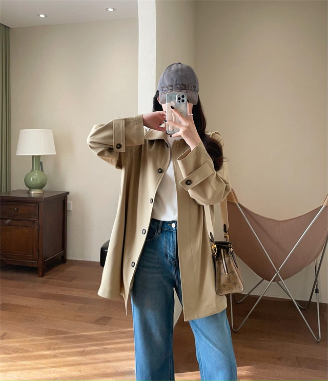 Women's Same Style!British Style Spring Women's Mid-Length Wool For Petite Women Trench Coat_voghion.com