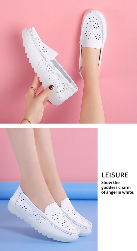 ShoeGlobe Damen-Krankenschwesterschuhe im neuen Stil, weiche Sohle, atmungsaktiv, bequem, rutschfest, medizinische Schuhe, flach, hohl, weiße Sommerschuhe für_voghion.com