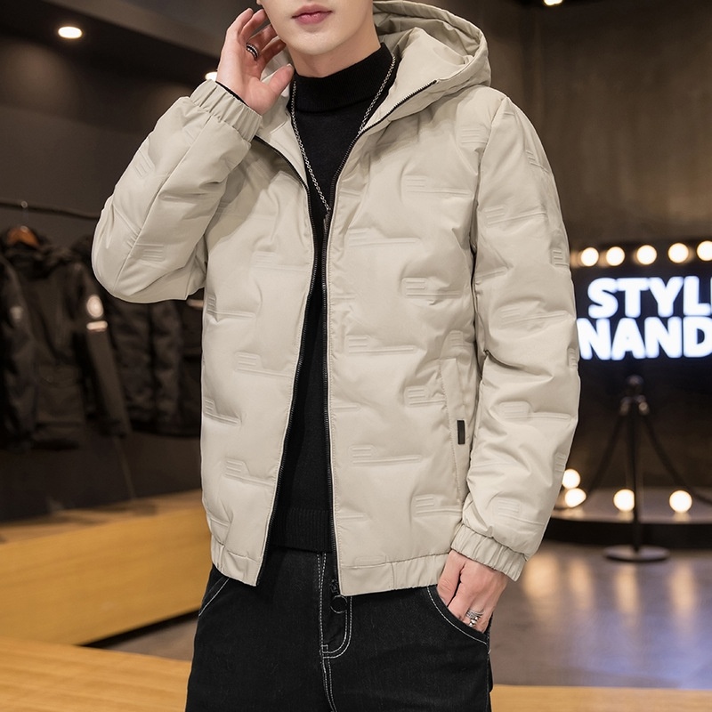Jungen Herren Winterjacke Neue Mode Lässig Vielseitig Warm Jugend Kurz Kapuzenmantel Einfarbig Weiß Entendaunenmantel_voghion.com