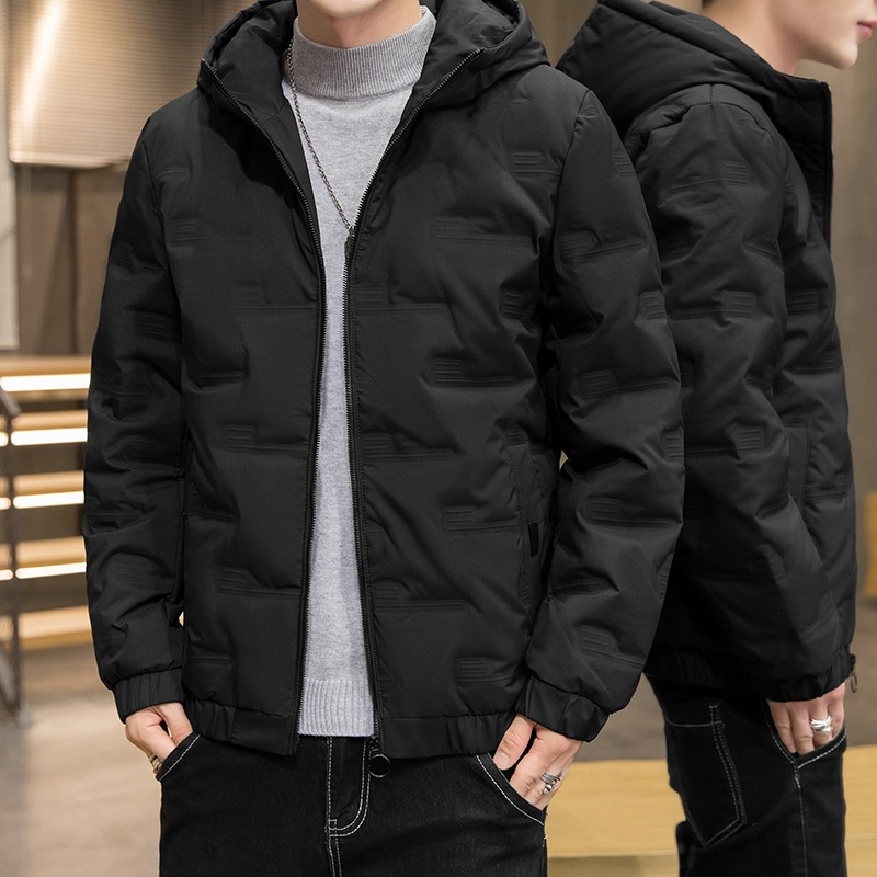 Jungen Herren Winterjacke Neue Mode Lässig Vielseitig Warm Jugend Kurz Kapuzenmantel Einfarbig Weiß Entendaunenmantel_voghion.com